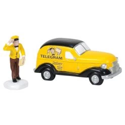 Department 56 Old Man's Telegram Delivered Set Of 2
