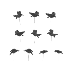 Department 56 Set Of 10 Halloween Village Crows Accessory 6010451