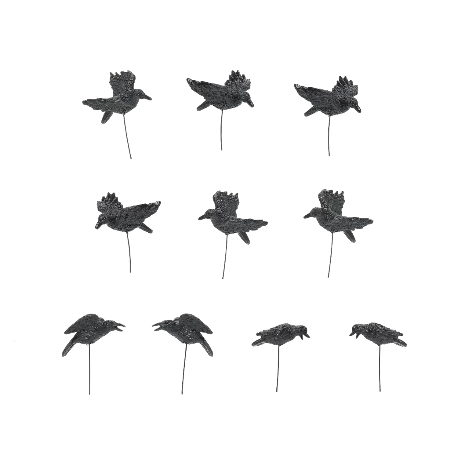 Department 56 Set Of 10 Halloween Village Crows Accessory 6010451