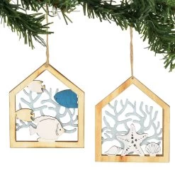 Department 56 Coral Wood Ornaments Set