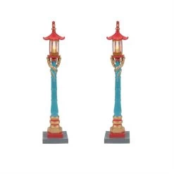 Department 56 Chinatown Post Lamps - 2 Piece Set